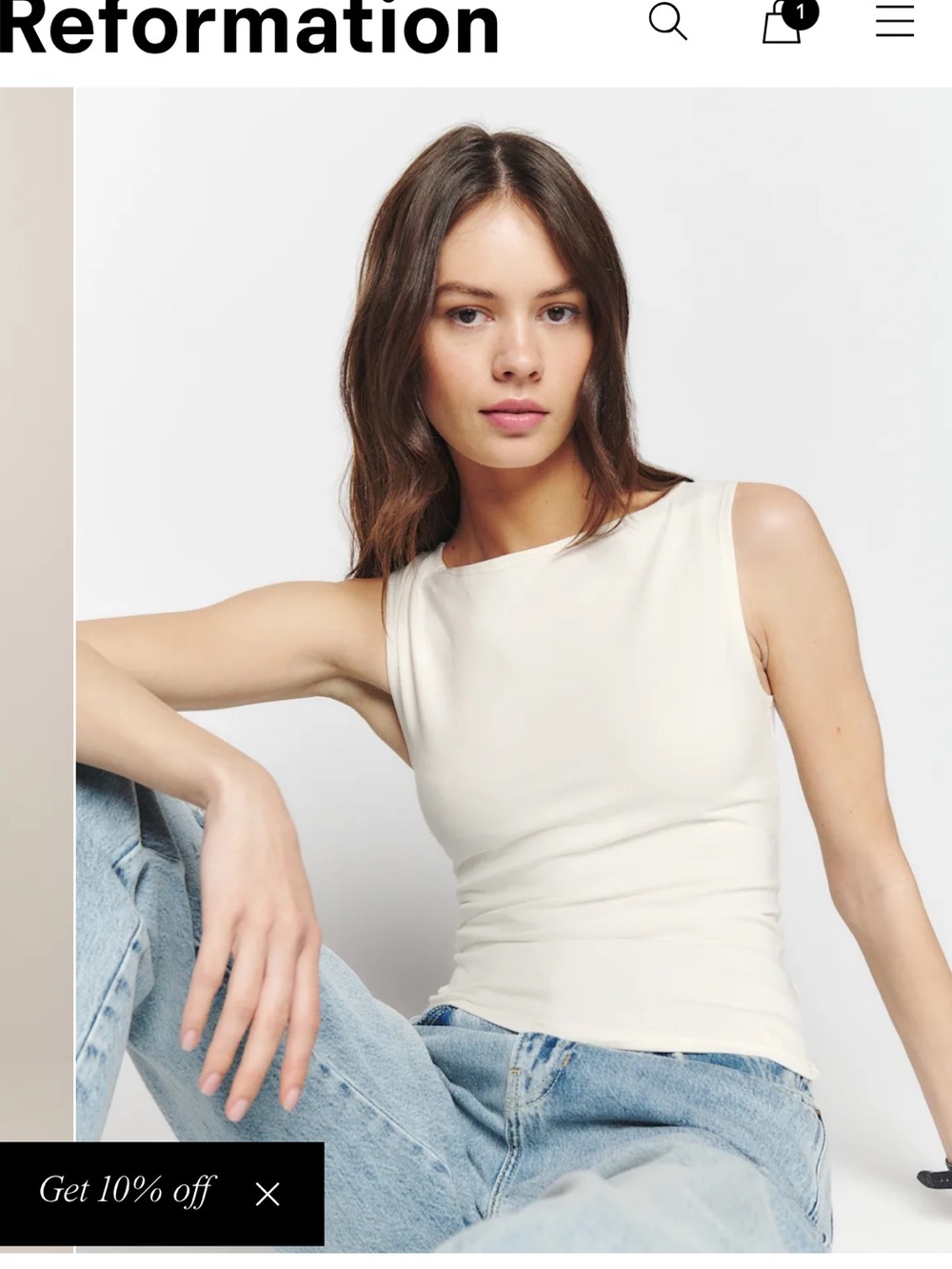Reformation Cream Sleeveless Crewneck Tank